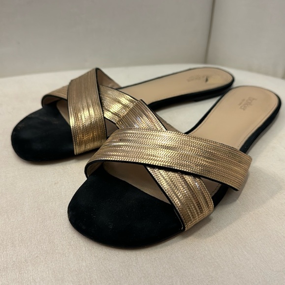 Botkier NY Black & Gold Slides - Picture 1 of 4